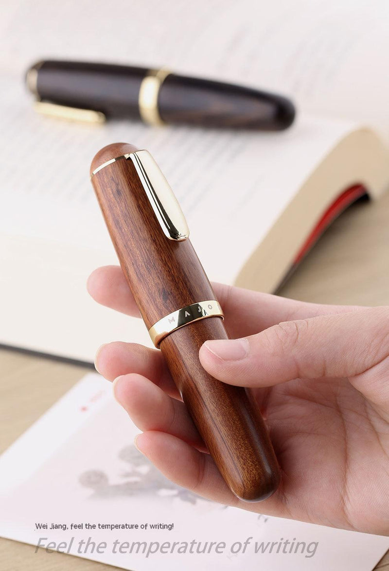 Solid Wood Ink Pen Fine Tip Cute Chubby Short Pen