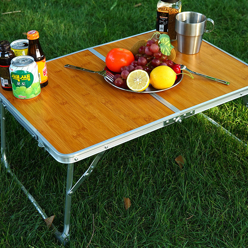 Outdoor Folding Table Picnic Barbecue Bamboo Wood Bamboo Board Table Camping Portable