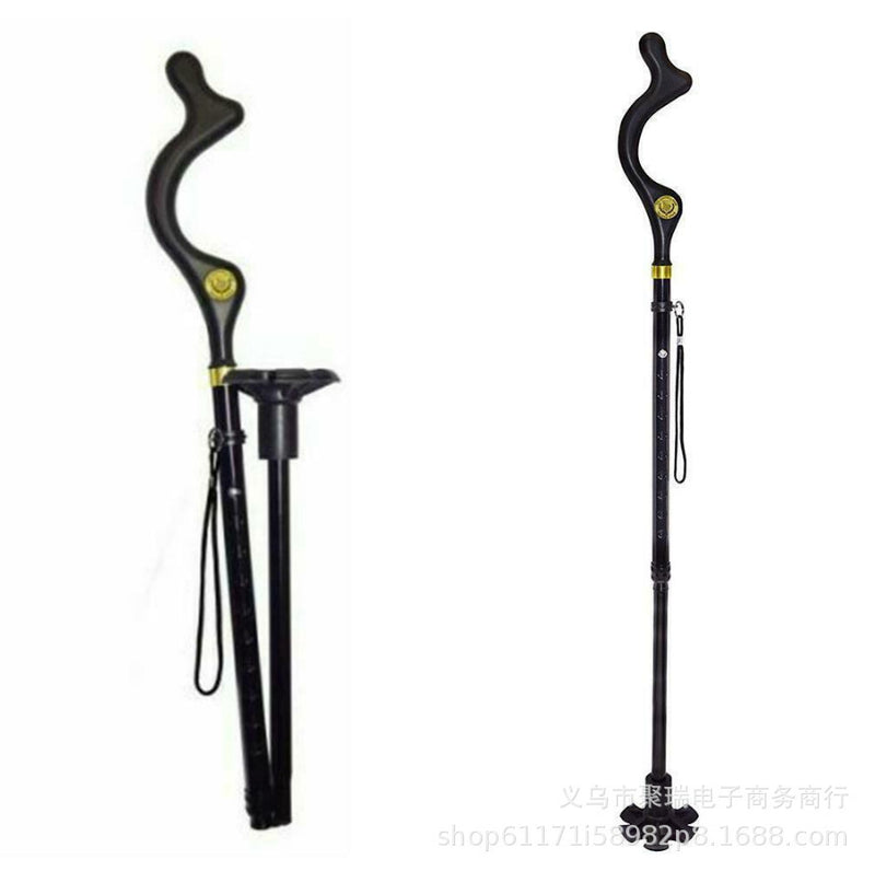 Telescopic Stick Stool Folding Handle Walking Stick