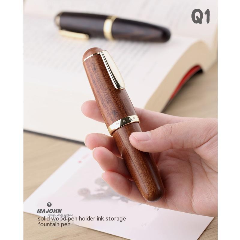 Solid Wood Ink Pen Fine Tip Cute Chubby Short Pen