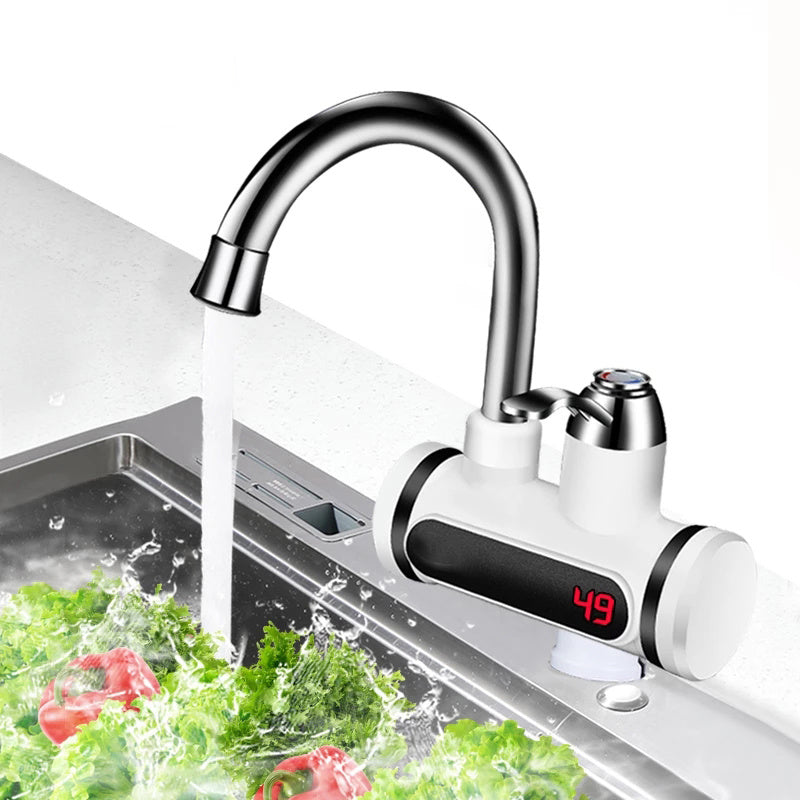 Kitchen Electric Water Tap  Water Heater Temperature Display Cold Heating Faucet Hot Water