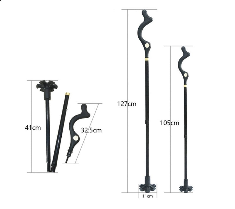 Telescopic Stick Stool Folding Handle Walking Stick