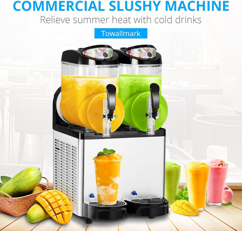 Commercial Slushy Machine 24L, 6.4 Gals Margarita Machine, 500W Frozen Drink Machine, Food-Grade PC Tanks & Stainless Steel, for Restaurants Bars Pool Parties