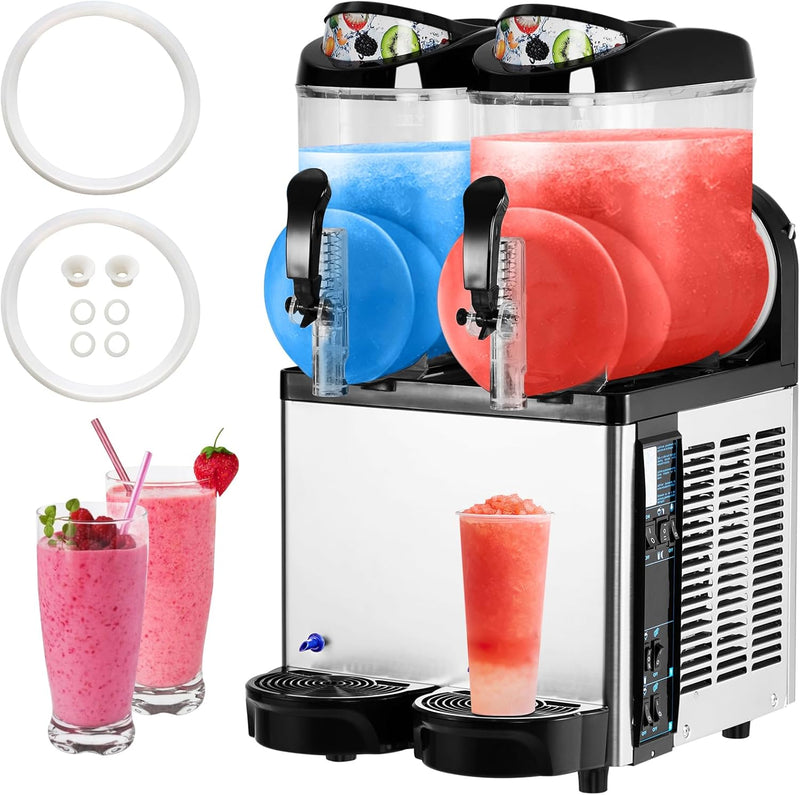 Commercial Slushy Machine 24L, 6.4 Gals Margarita Machine, 500W Frozen Drink Machine, Food-Grade PC Tanks & Stainless Steel, for Restaurants Bars Pool Parties