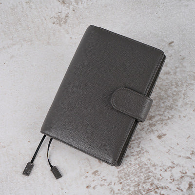 Leather Notebook Lychee Pattern Head Layer Cowhide A6 Loose-Leaf Diary