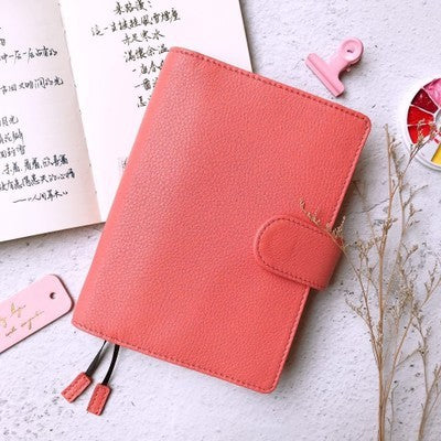 Leather Notebook Lychee Pattern Head Layer Cowhide A6 Loose-Leaf Diary