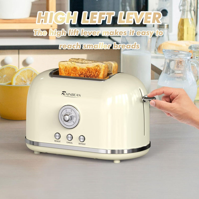 Toaster 2 Slice Retro Toaster Stainless Steel With 6 Bread Shade Settings And Bagel