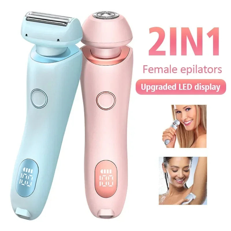 2 In 1 Hair Removal Epilator USB Rechargeable Trimmer Women Body Razor Face Leg Armpit