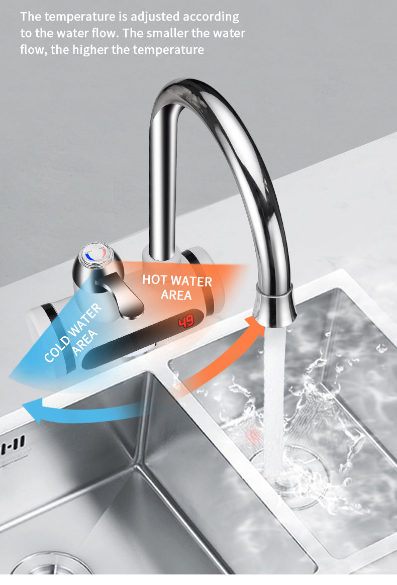 Kitchen Electric Water Tap  Water Heater Temperature Display Cold Heating Faucet Hot Water